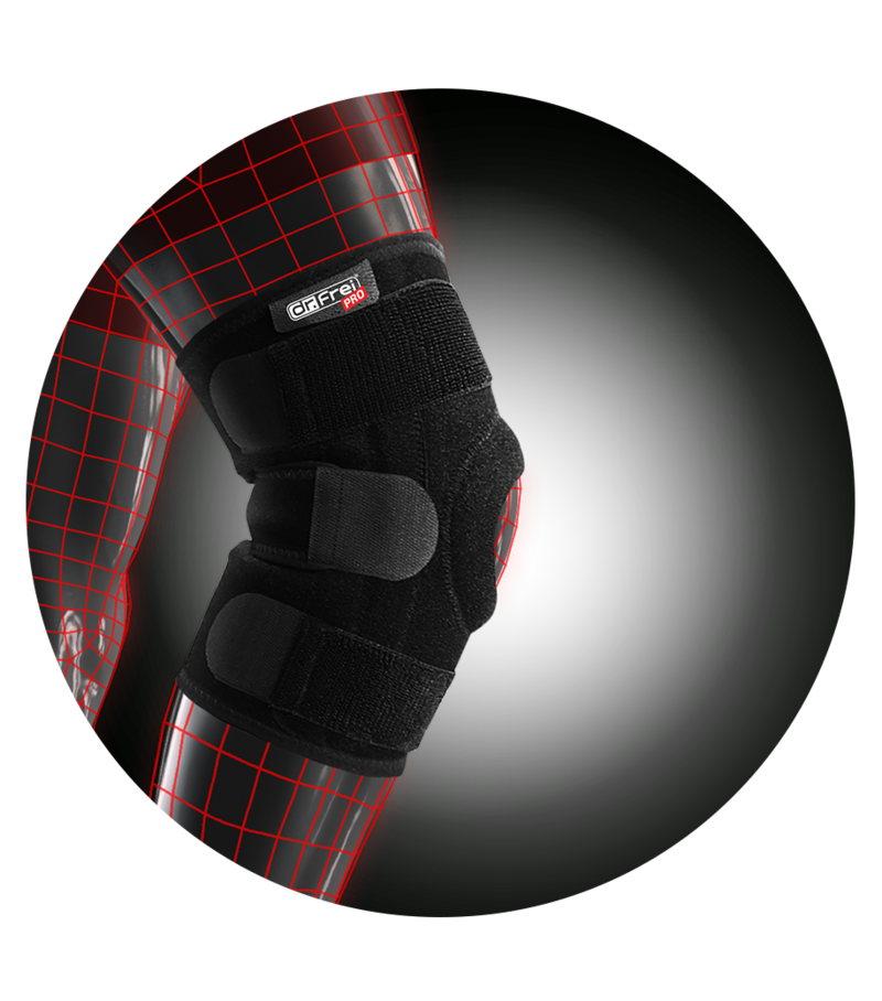 STABILIZING KNEE SUPPORT WITH 4 SPIRAL STAYS